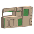 Ford Transit Custom pre-2023 SWB Campervan Kitchen Unit – Design D – flat pack campervan furniture kit