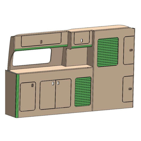 Ford Transit Custom pre-2023 SWB Campervan Kitchen Unit – Design D – flat pack campervan furniture kit