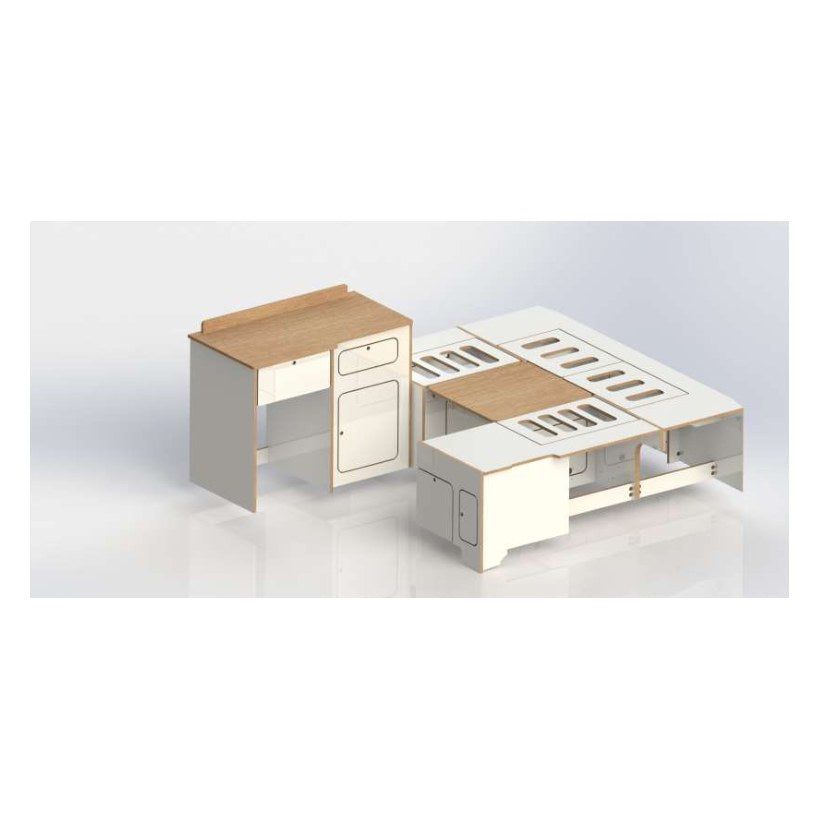 Renault Trafic 2014-on SWB Campervan U-Shape Layout – flat pack campervan furniture kit