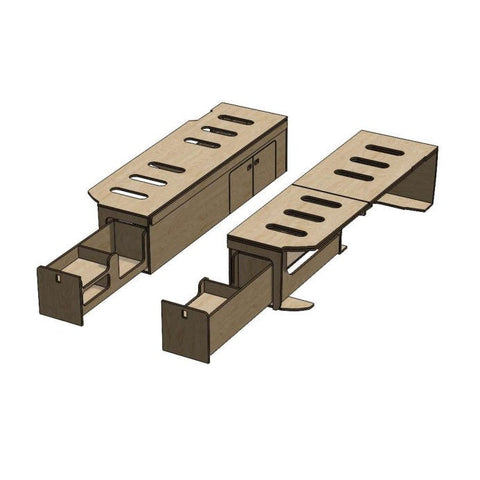 VW Transporter T5 / T6 / T6.1 SWB & LWB Campervan Slide-Out Bed – flat pack campervan furniture kit