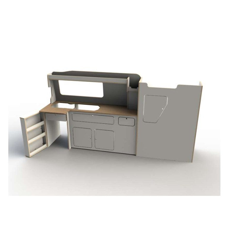 Ford Transit Custom pre-2023 LWB Campervan Side Kitchen Unit – flat pack campervan furniture kit