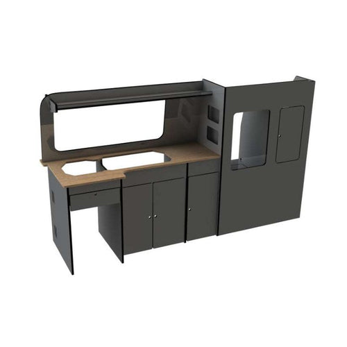 Ford Transit Custom pre-2023 SWB Campervan Kitchen Unit – Design B – flat pack campervan furniture kit