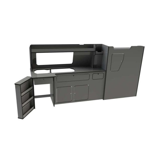 VW Transporter T5 / T6 / T6.1 LWB Campervan Side Kitchen Unit – Fridge Door Cover, 15mm Worktop – flat pack campervan furniture kit