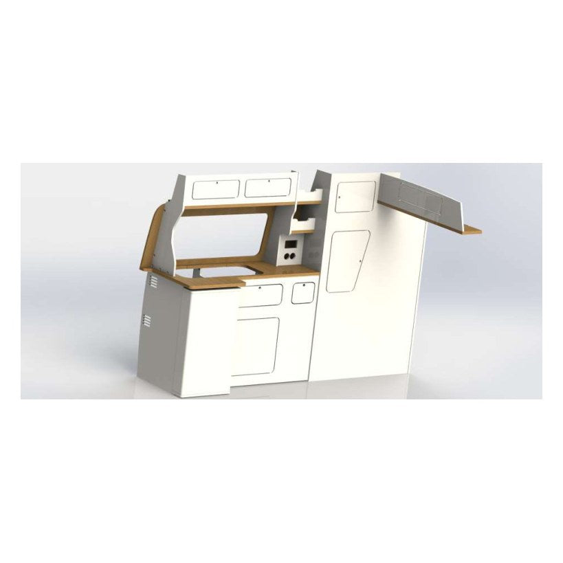 VW Transporter T5 / T6 / T6.1 SWB Campervan Mid-Roof Kitchen Unit – flat pack campervan furniture kit