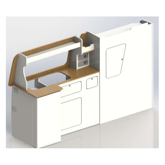 VW Transporter T5 / T6 / T6.1 SWB Campervan Side Kitchen Unit – Fridge Door Cover, 15mm Worktop – flat pack campervan furniture kit