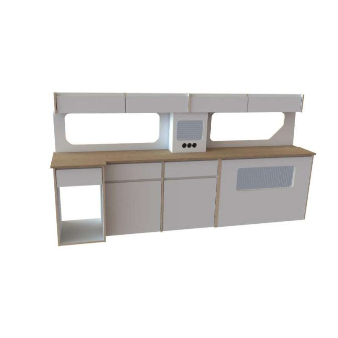 Renault Trafic 2014-on LWB Campervan Kitchen Unit – Splashback (Design B) – flat pack campervan furniture kit