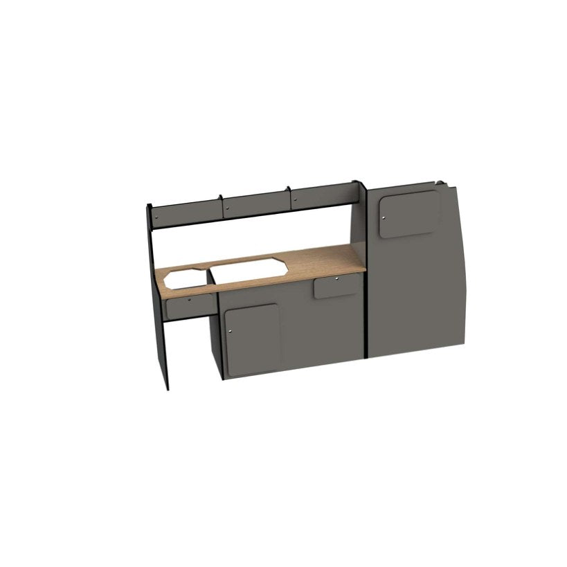 VW Transporter T5 / T6 / T6.1 SWB & LWB Campervan Kitchen Unit – Design D – flat pack campervan furniture kit