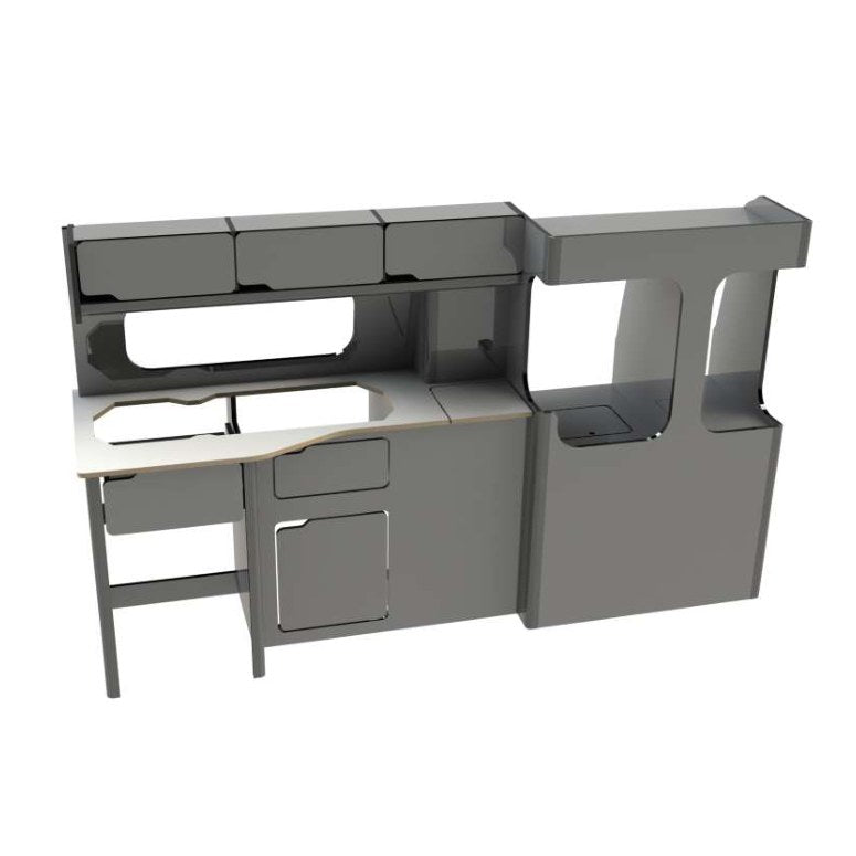 Ford Transit Custom pre-2023 SWB Campervan Kitchen Unit – Design A – flat pack campervan furniture kit