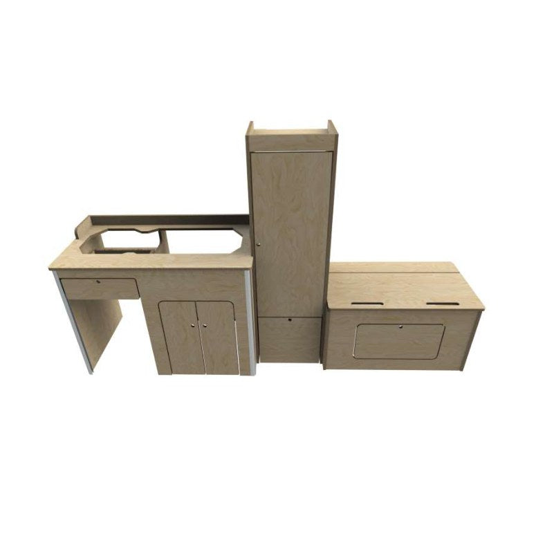 Ford Transit Custom pre-2023 SWB Campervan Kitchen Unit – Design C – flat pack campervan furniture kit