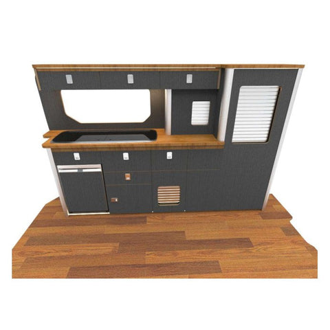 Renault Trafic 2014-on SWB Campervan Kitchen Unit – Design B – flat pack campervan furniture kit