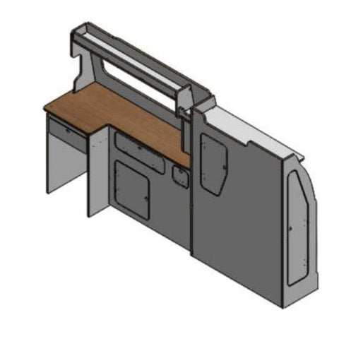 Ford Transit Custom pre-2023 SWB Campervan Slimline Kitchen Unit – No Fridge Door Cover – flat pack campervan furniture kit