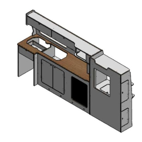 Ford Transit Custom pre-2023 LWB Campervan Kitchen Unit – Design B – flat pack campervan furniture kit